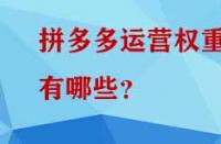 拼多多運(yùn)營(yíng)權(quán)重有哪些？