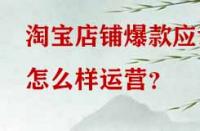 淘寶店鋪爆款應(yīng)該怎么樣運(yùn)營？