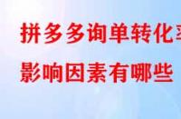 拼多多詢單轉(zhuǎn)化率影響因素有哪些？