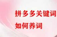 拼多多關(guān)鍵詞如何養(yǎng)？