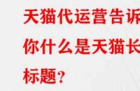 天貓代運(yùn)營(yíng)告訴你什么是天貓長(zhǎng)標(biāo)題？