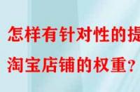 怎樣有針對性的提升淘寶店鋪的權(quán)重？