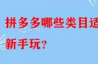拼多多哪些類(lèi)目適合新手玩？