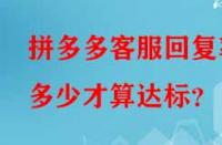 拼多多客服回復(fù)率多少才算達標？
