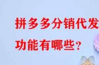 拼多多分銷(xiāo)代發(fā)的功能有哪些？