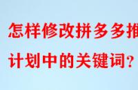 怎樣修改拼多多推廣計(jì)劃中的關(guān)鍵詞？
