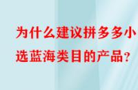 為什么建議拼多多小白選藍(lán)海類目的產(chǎn)品？