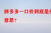 拼多多一口價(jià)到底是什么意思？