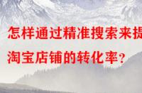 怎樣通過精準(zhǔn)搜索來提高淘寶店鋪的轉(zhuǎn)化率？