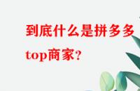 到底什么是拼多多top商家？